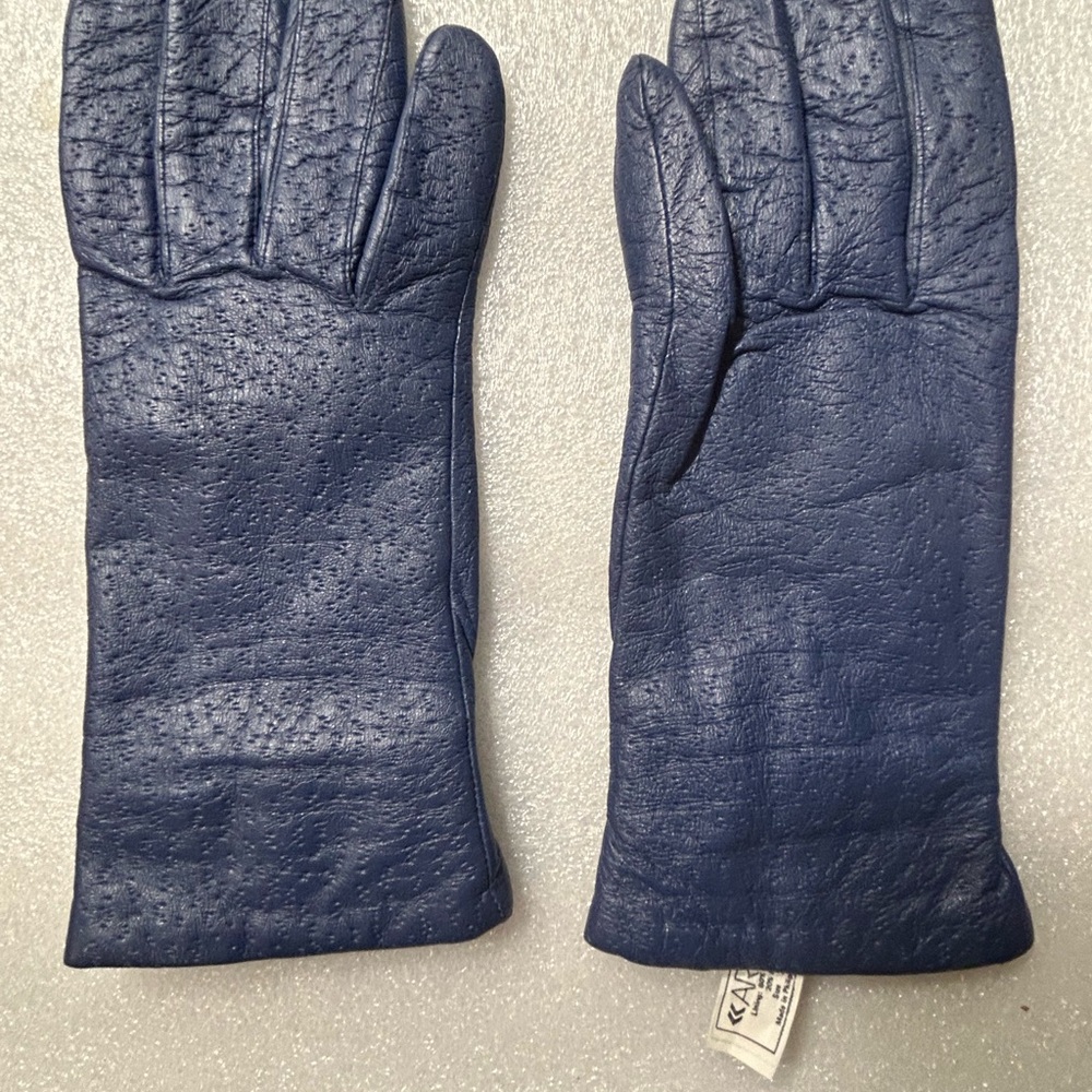 Aris Navy Leather Gloves size 7 1/2